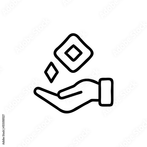 Handdrawn Line Art Icon of Hand Receiving Geometric Diamonds Shapes vector