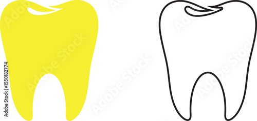 Flat Vector Tooth Logo Shape Isolated On White Canvas