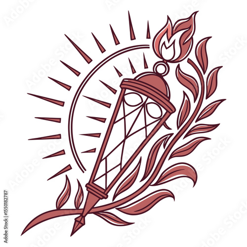 Glowing Victory Torch Design With Elegant Curves vector art