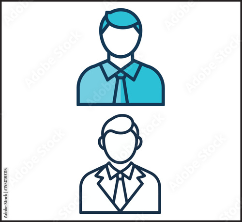 Business Man Avatar Outline Icon Collection - Professional Executive User Profile Line Icons Set
