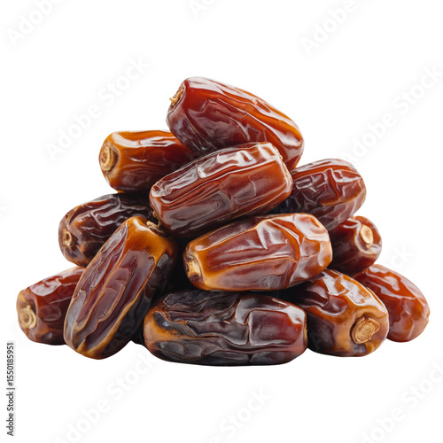pile of dried dates isolated on white background, dried dates pyramid healthy snack, dried dates superfood fruit cutout
