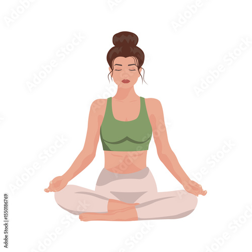 Woman meditates outside. meditation in the morning. yoga at sunset. yoga in the lotus position. relaxation technics, wellness, mindfulness