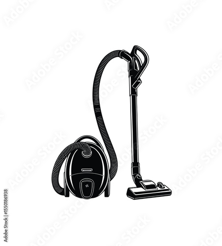 Vacuum cleaner vetor in black color on white background.