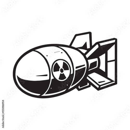 Atomic bomb illustration with nuclear danger sign