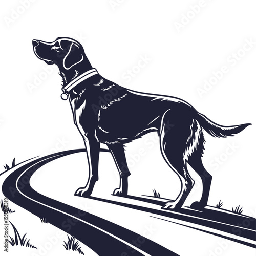 dog on the road