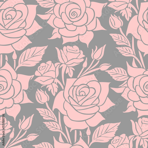 pink and white rose flowers seamless pattern, texture, design