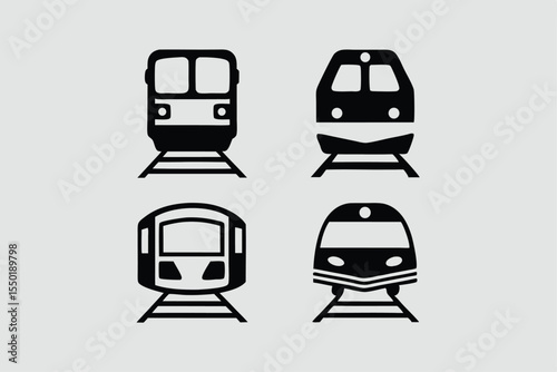 Different types of trains traveling on railway tracks with a focus on varying designs and styles.