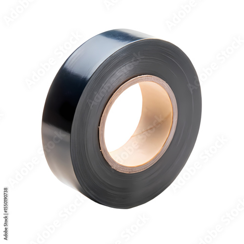 Black Vinyl Electrical Tape Roll isolated on transparent bacckground