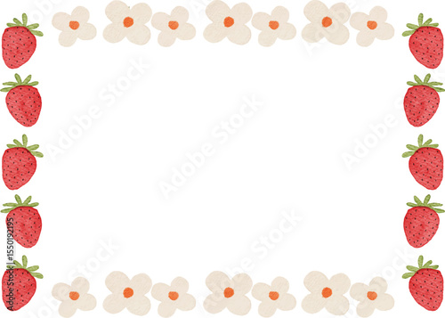watercolor strawberry frame background for your text and design