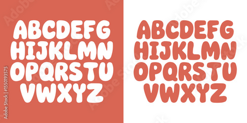 Playful Bubble Font Alphabet Set Featuring Bold Rounded Uppercase Letters in Soft Retro Style Perfect for Kids Designs Posters Stickers T Shirt Prints Crafts Logos and Whimsical Creative Projects