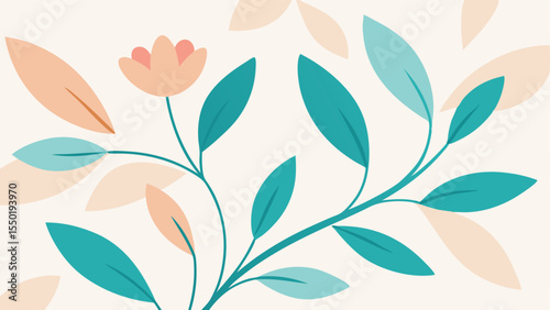Delicate floral design with soft colors and elegant leaves on a transparent background
