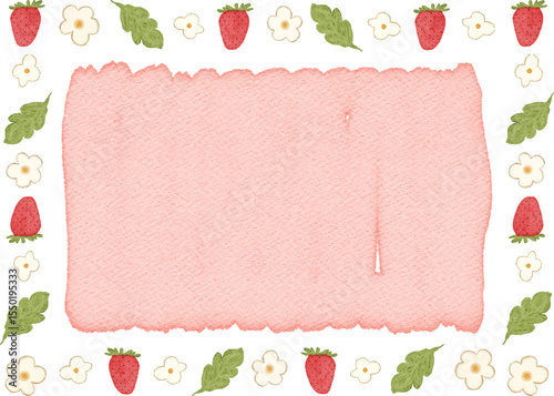 watercolor strawberry frame background for your text and design