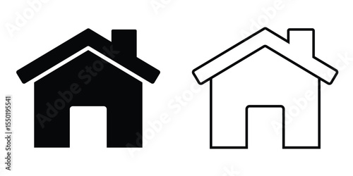Home icon representation featuring a black filled version and a white outline version