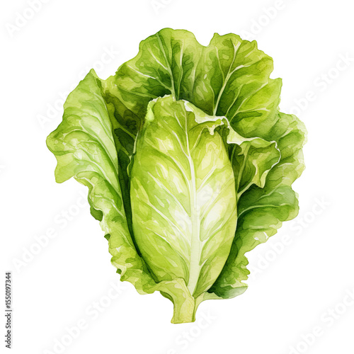 lettuce watercolor illustration isolated on white background
