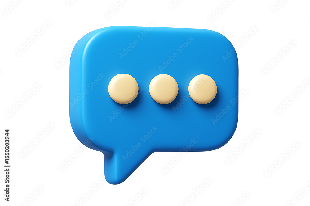 Fototapeta premium 3d chat message icon with ellipsis isolated on transparent background