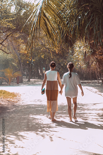 Family Happily Enjoying a Serene Walk