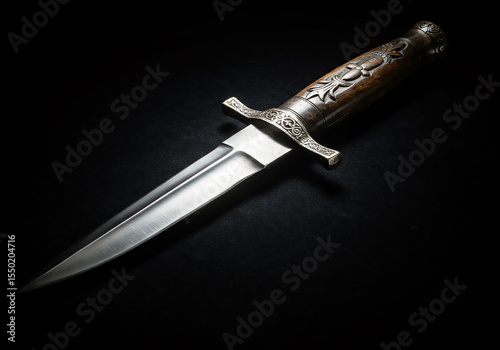 Ornate Dagger A Study in Craftsmanship and Design, Featuring Intricate Carvings and a Sleek Blade