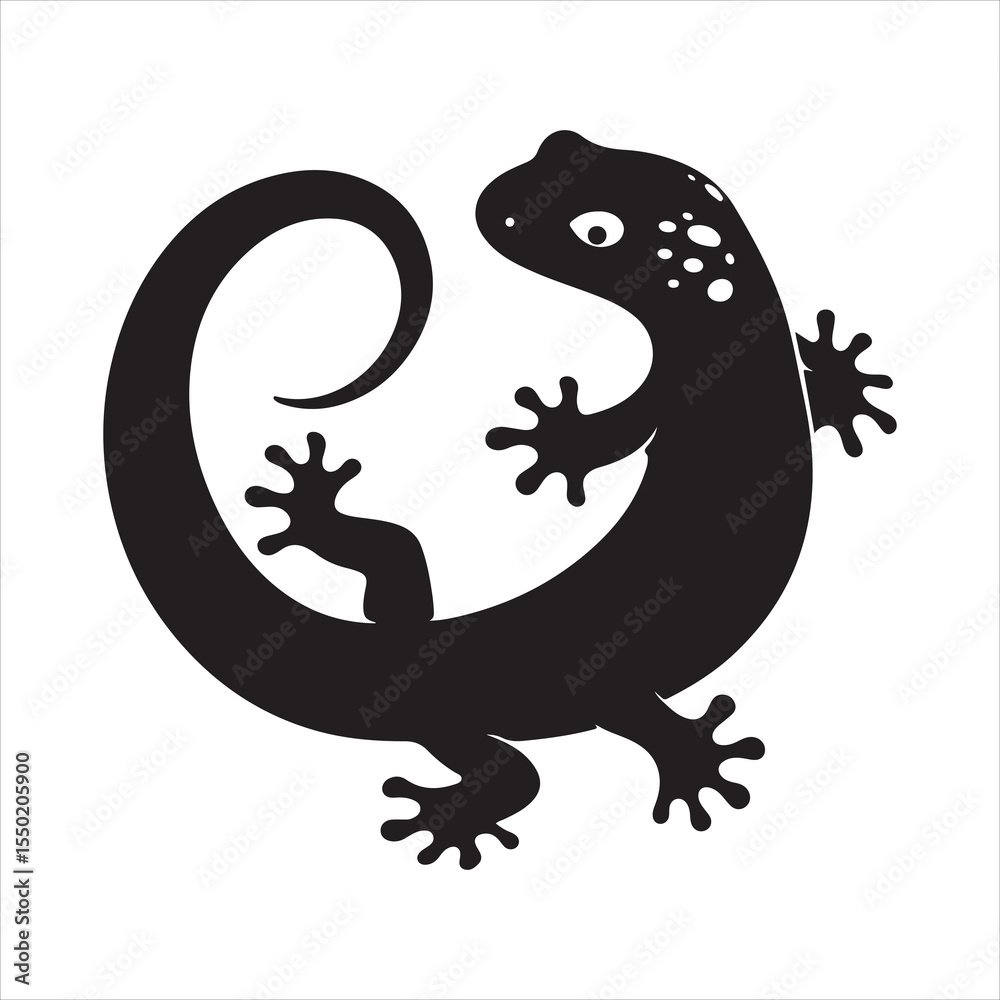 Fototapeta premium Black Salamander Silhouette Vector Art for Wildlife & Nature Designs