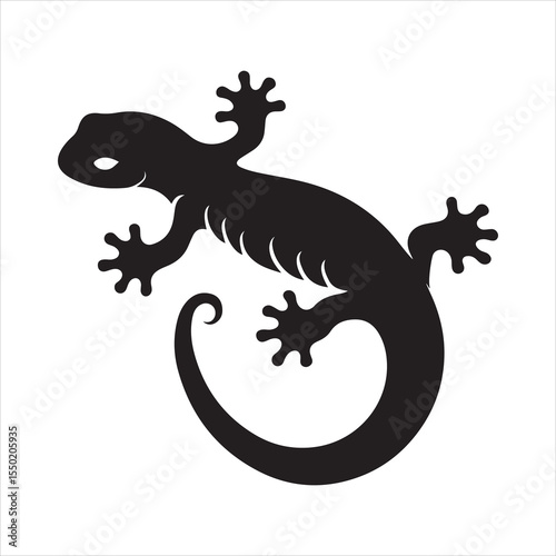 Black Salamander Silhouette Vector Art for Wildlife & Nature Designs