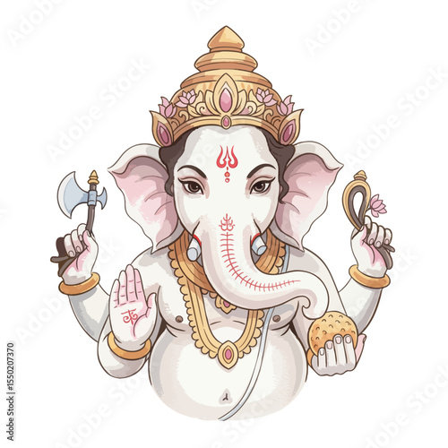 God Ganesh Isolated on Transparent PNG Background- Watercolour Art