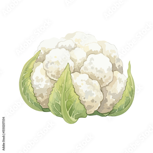 Cauliflower Isolated on Transparent PNG Background- Watercolour Art