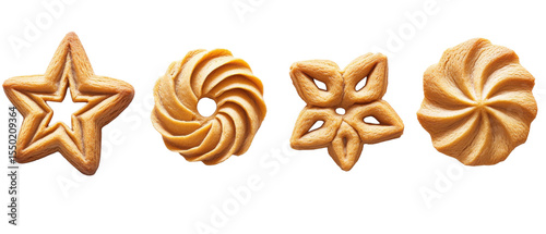 Whimsical Baking Bliss with Floral Cookie Cutters on transparent background. cut flower elements, garden themed designs. Top view high quality PNG.