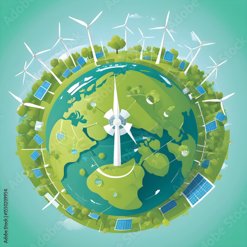 wind turbine and green planet
