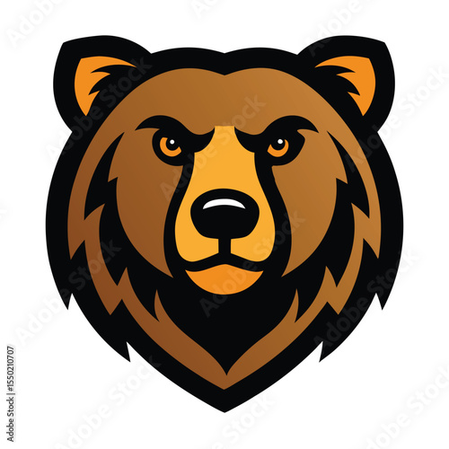 Stylized bear head mascot logo design with bold colors and clean lines