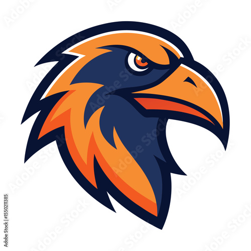 Modern condor mascot head logo design with vibrant color accents