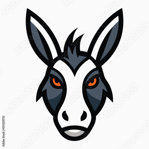 Playful donkey head mascot character design with vibrant colors on white background