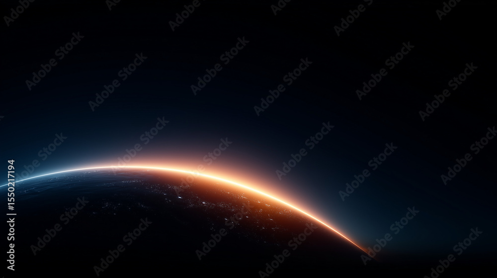 Obraz premium Sunrise Over Planet Horizon in Space 