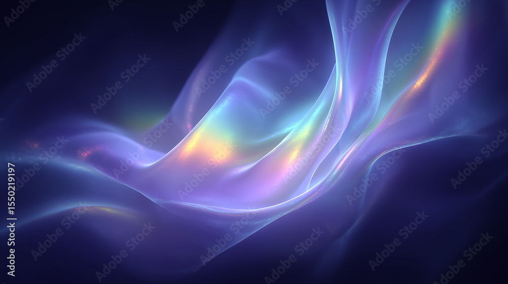 Obraz premium Vibrant Iridescent Silk Waves on Dark Background 