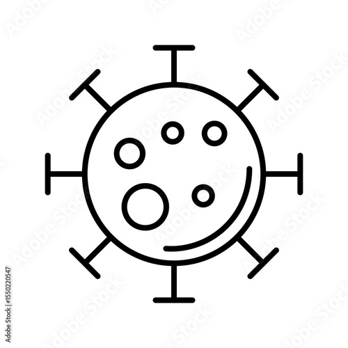 Virus line art illustration isolated on white background. Minimalist vector icon for medical, healthcare, biology, science, microbiology, and virology designs. 