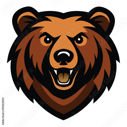 Powerful grizzly bear head mascot logo design for sports teams and brands