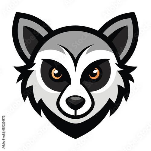 Playful lemur head mascot logo design with vibrant colors and clean lines