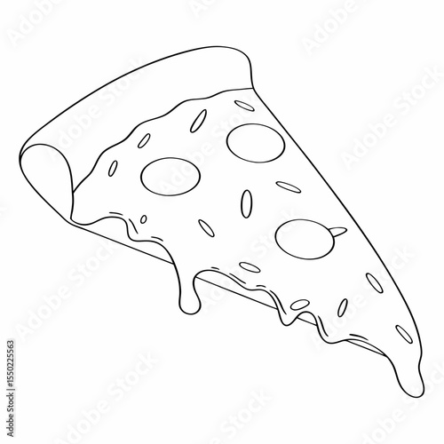 Delicious Slice of Pizza: A single, inviting slice of pizza. The iconic Italian dish comes to life with an enticing illustration, ready to satisfy any craving