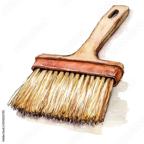 Scrub Brush, watercolor drawing vector, isolated on a white background.