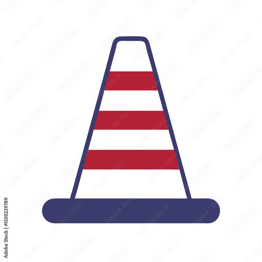 Traffic cone with red and white stripes on a solid background Traffic cone with red and white stripes on a solid background