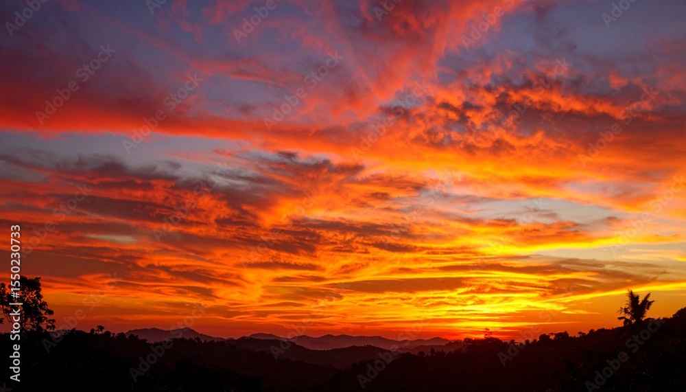 Fototapeta premium red sunset over the mountains