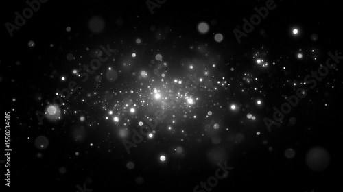 Abstract glowing particles and stardust in deep space background
