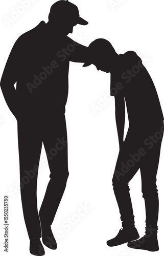 Older man comforting a younger man with his hand on his shoulder
