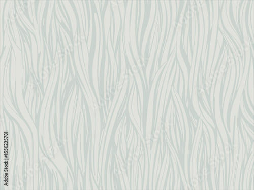 Abstract organic pattern with flowing vertical lines in muted green and cream colors