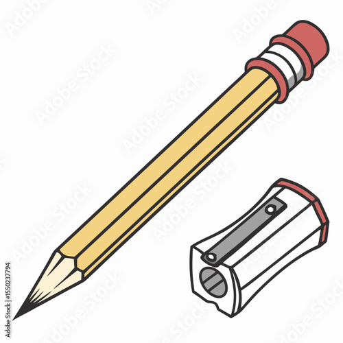 Single pencil with sharpener vector