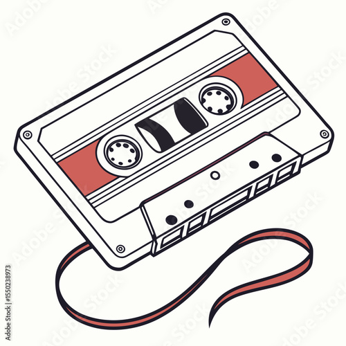 Single retro cassette tape vector