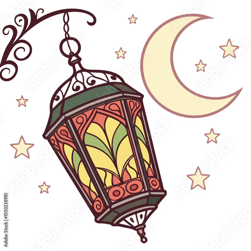 Single Ramadan lantern vector