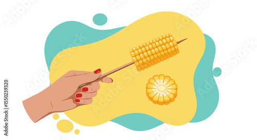 Grilled corn on a stick, perfect for summer picnics, cookouts and street markets