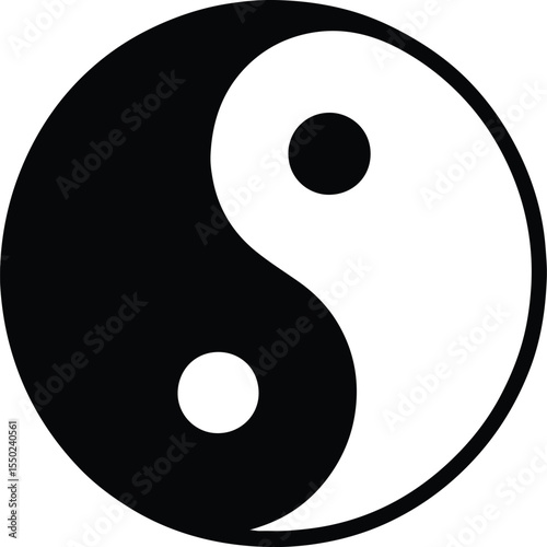 Silhouette Yin Yang symbol represents balance vector Illustrator