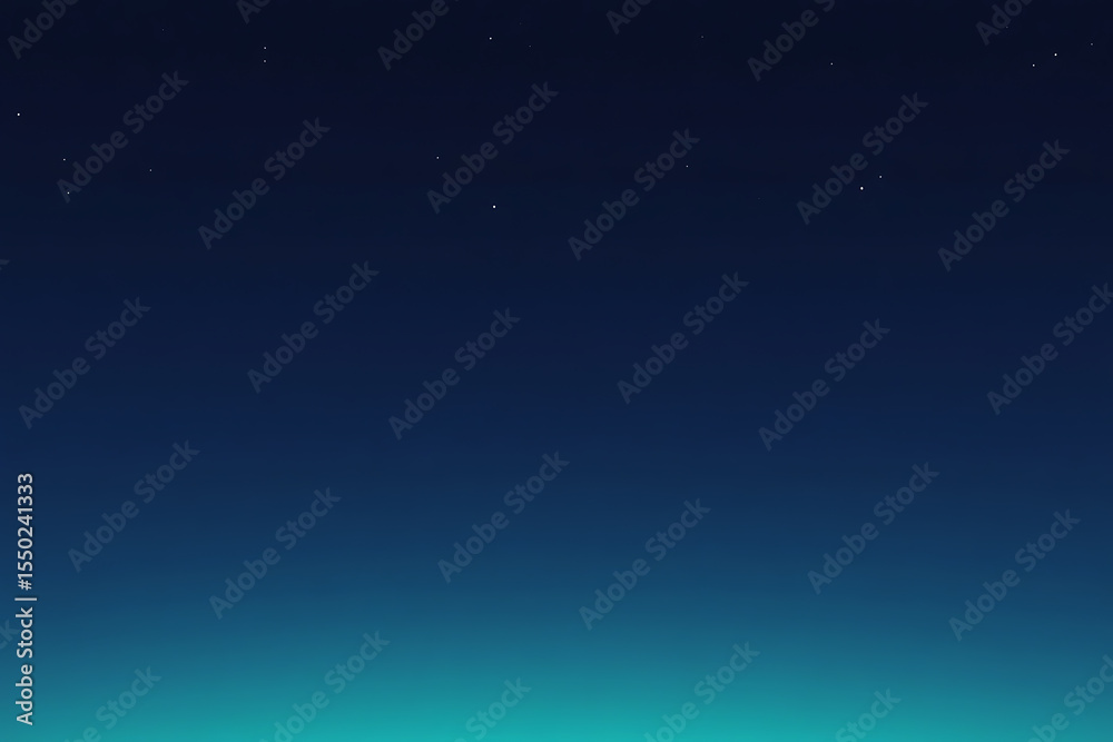 Naklejka premium Gradient of deep blue transitioning to teal with faint stars above