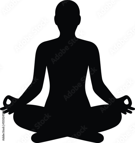 Silhouette yoga lotus position meditation black vector Illustrator