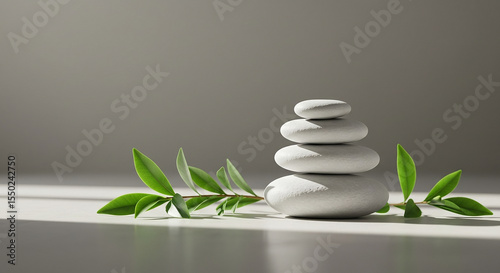 Zen Stone Balancing with Lush Plants